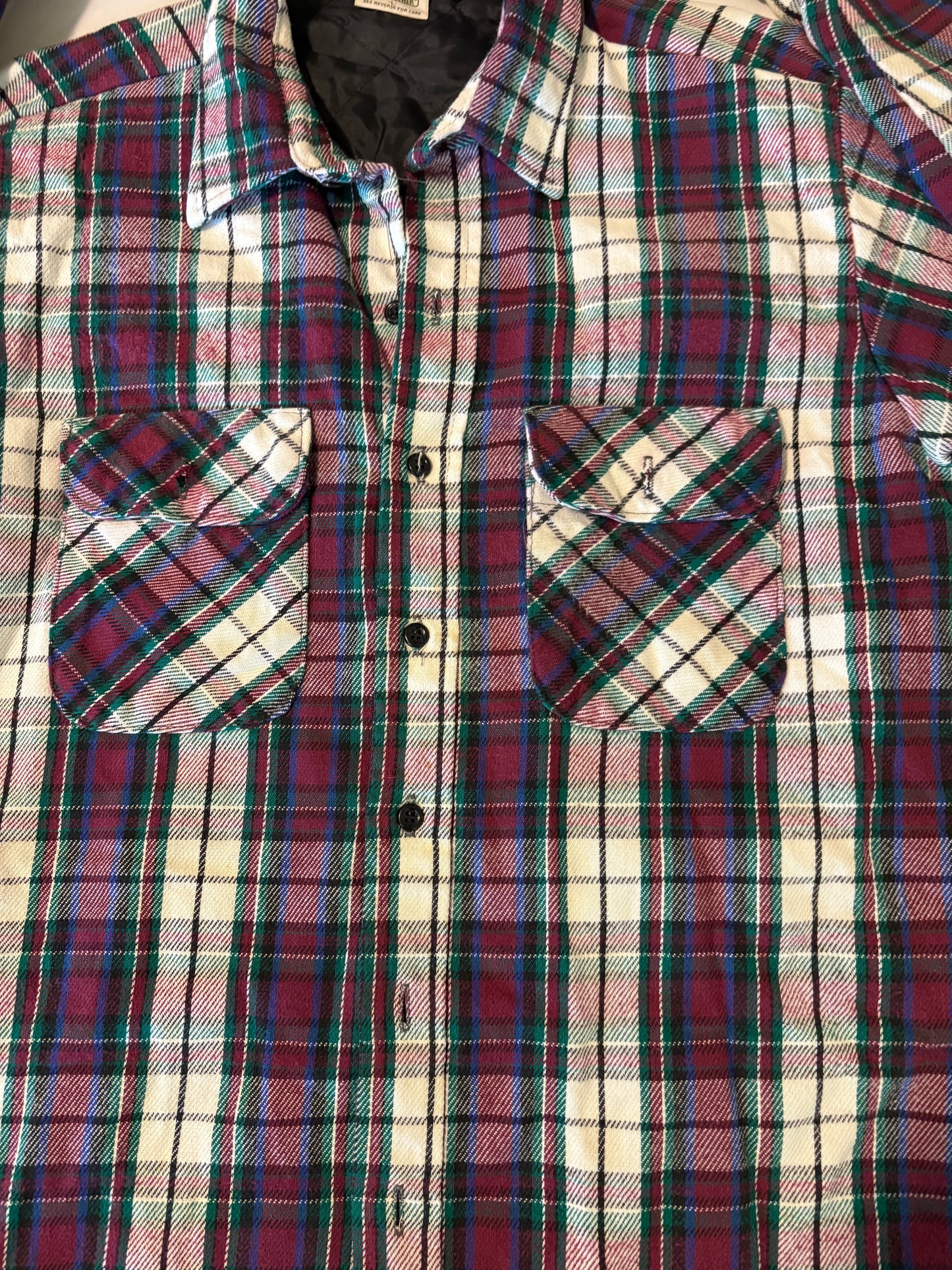 Five Brother Quilted Flannel Shirt Jacket Mens L Plaid Lined Workwear Shacket