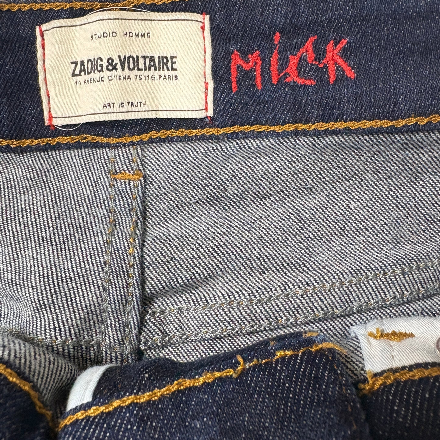 Zadig Voltaire Mens Jeans 33x30 Mick Slim Fit Dark Wash Denim NWOT Designer