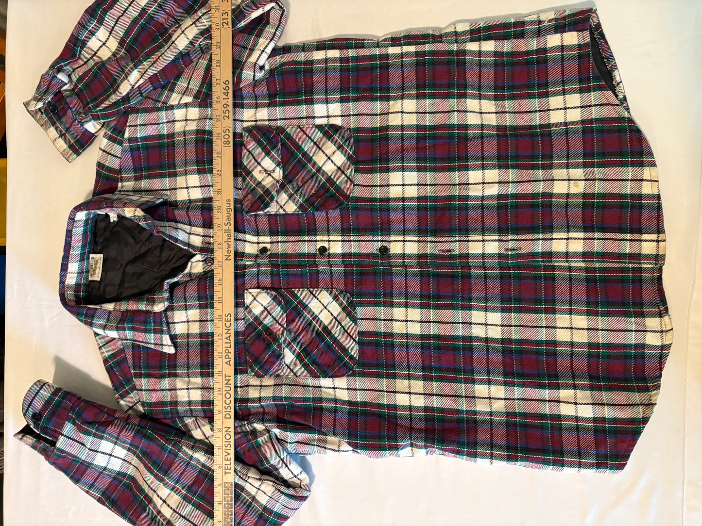 Five Brother Quilted Flannel Shirt Jacket Mens L Plaid Lined Workwear Shacket