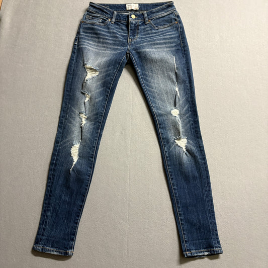 BKE Stella Ankle Skinny Distressed Jeans Tag 27 Fits Like 28X30 Stretch Denim