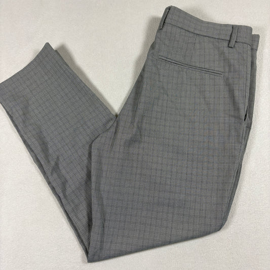 Forever 21 Mens 32 Gray Slim Fit Dress Pants Checked Trousers Minimalist Y2K
