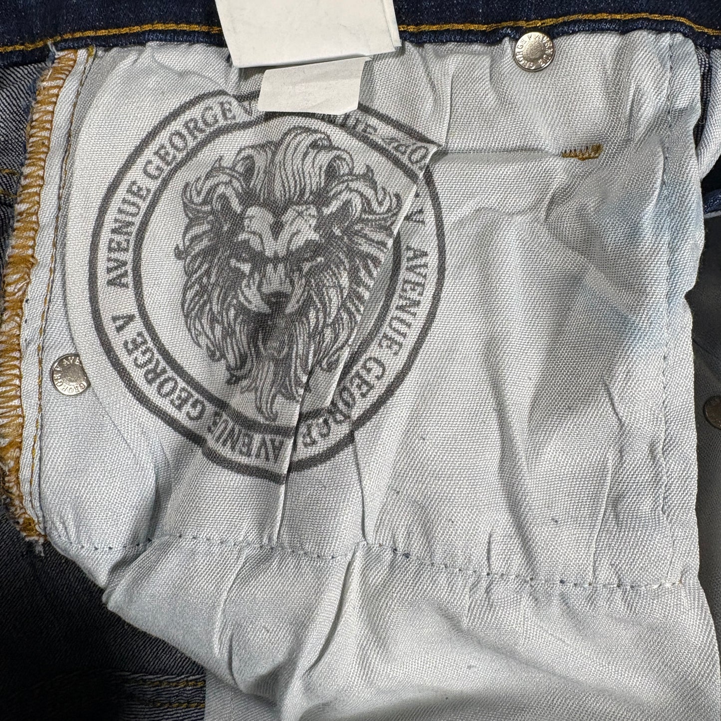 Avenue George V Paris Mens Jeans 32x30 Gold Rhinestone Distressed Denim Designer