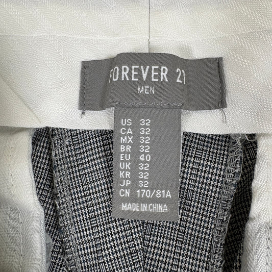 Forever 21 Mens 32 Gray Slim Fit Dress Pants Checked Trousers Minimalist Y2K