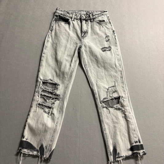 Bayeas Distressed Straight Crop Jeans Tag 24 Fits Like 26X25 Grunge Y2K Denim
