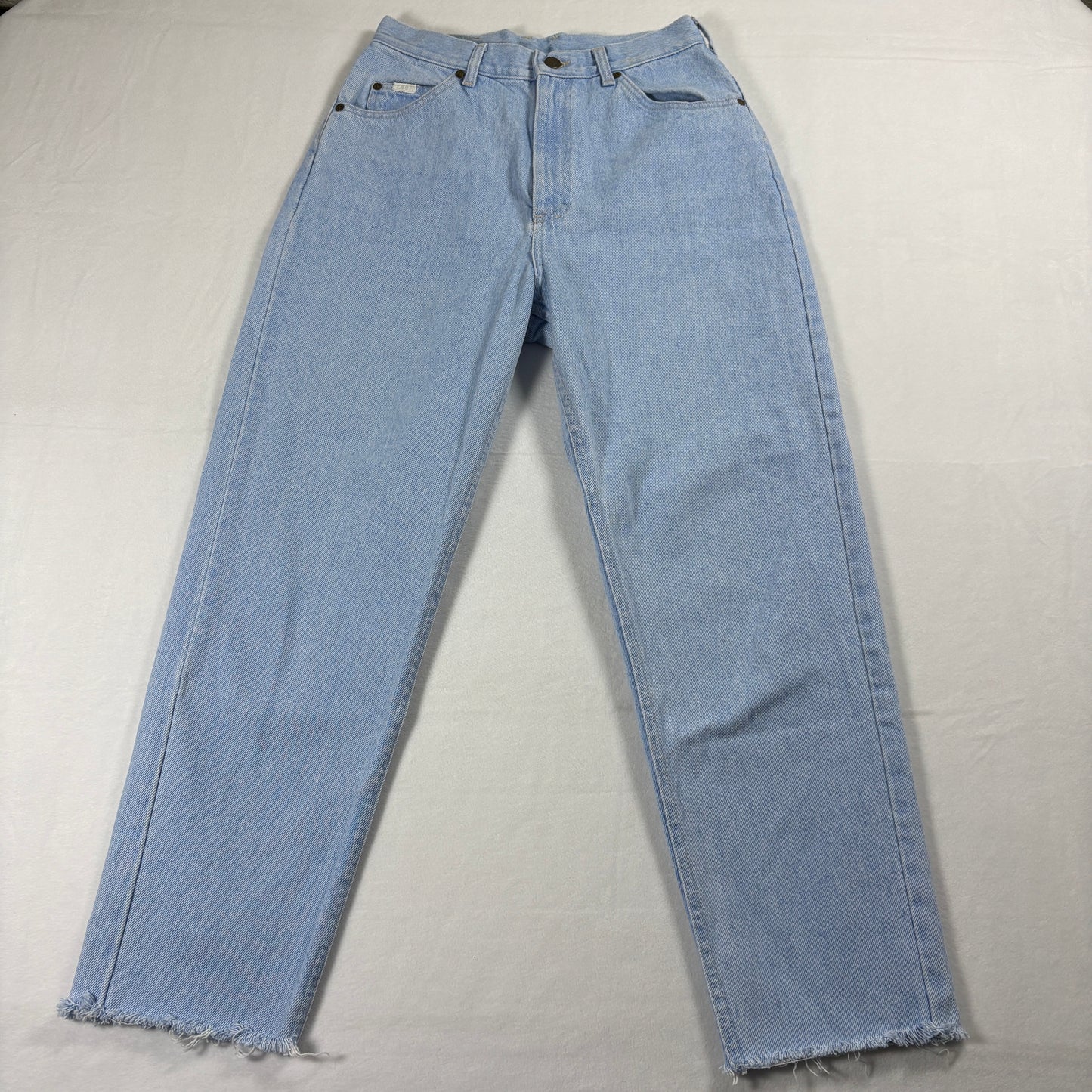 Lee Mom Jeans Womens 26 Light Wash High Rise Straight Leg Frayed Hem Vintage 90s