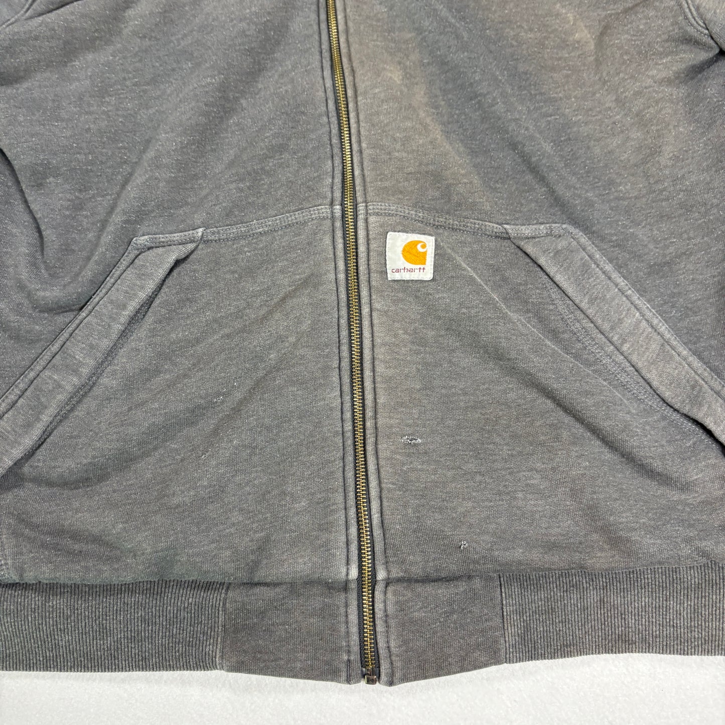Carhartt Mens Gray Sherpa Lined Full Zip Hoodie Jacket Size XL Workwear