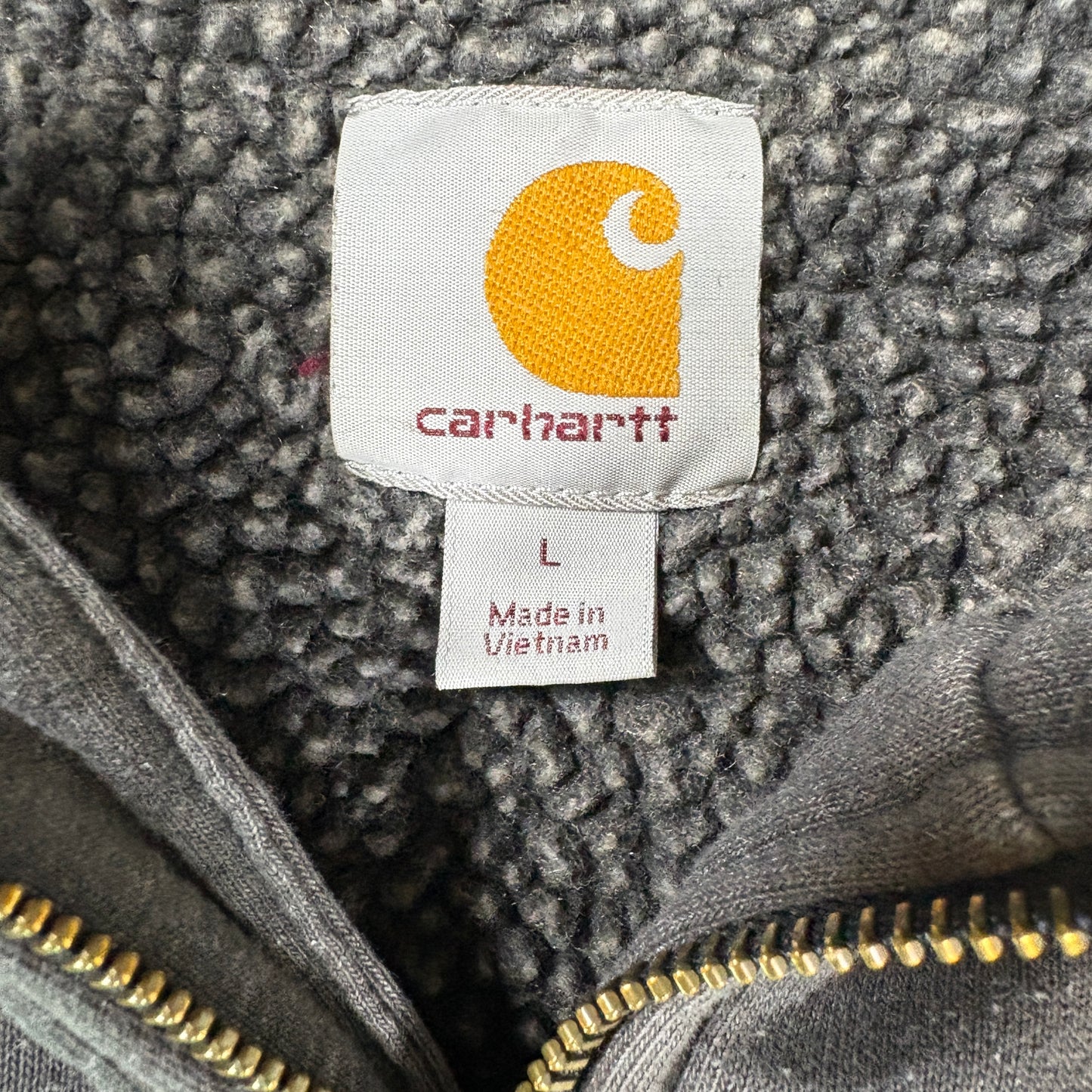 Carhartt Mens Gray Sherpa Lined Full Zip Hoodie Jacket Size XL Workwear