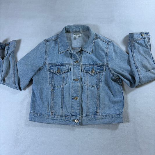 Denim Trucker Jacket Womens Cropped Topshop UK12 Fits Like X Blue Y2K