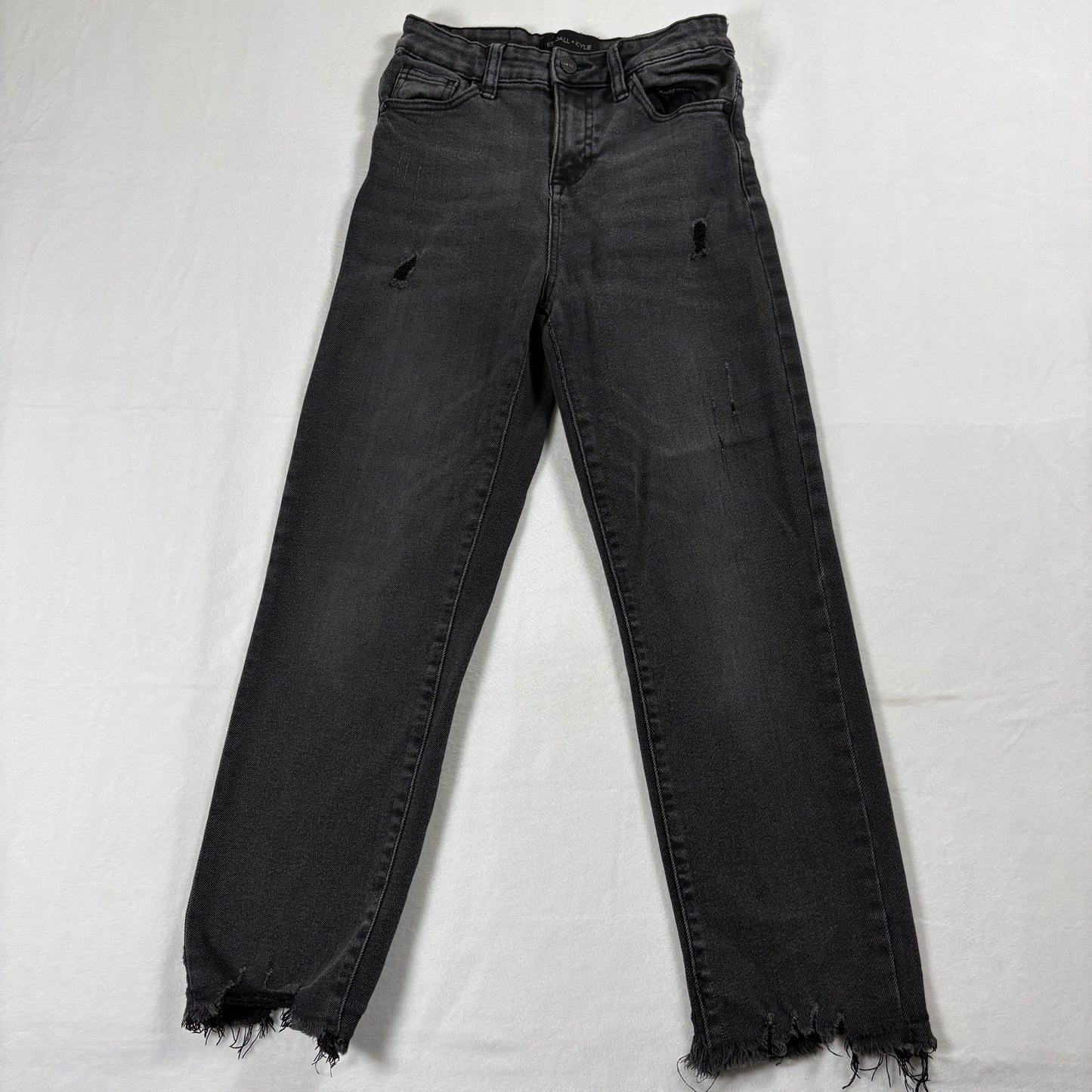 Kendall Kylie Jeans Womens 3 26 Black High Rise Straight Distressed Frayed 90s