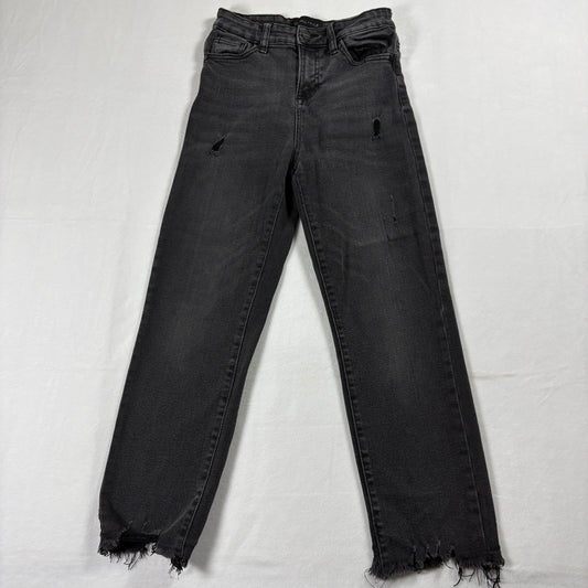 Kendall Kylie Jeans Womens 3 26 Black High Rise Straight Distressed Frayed 90s