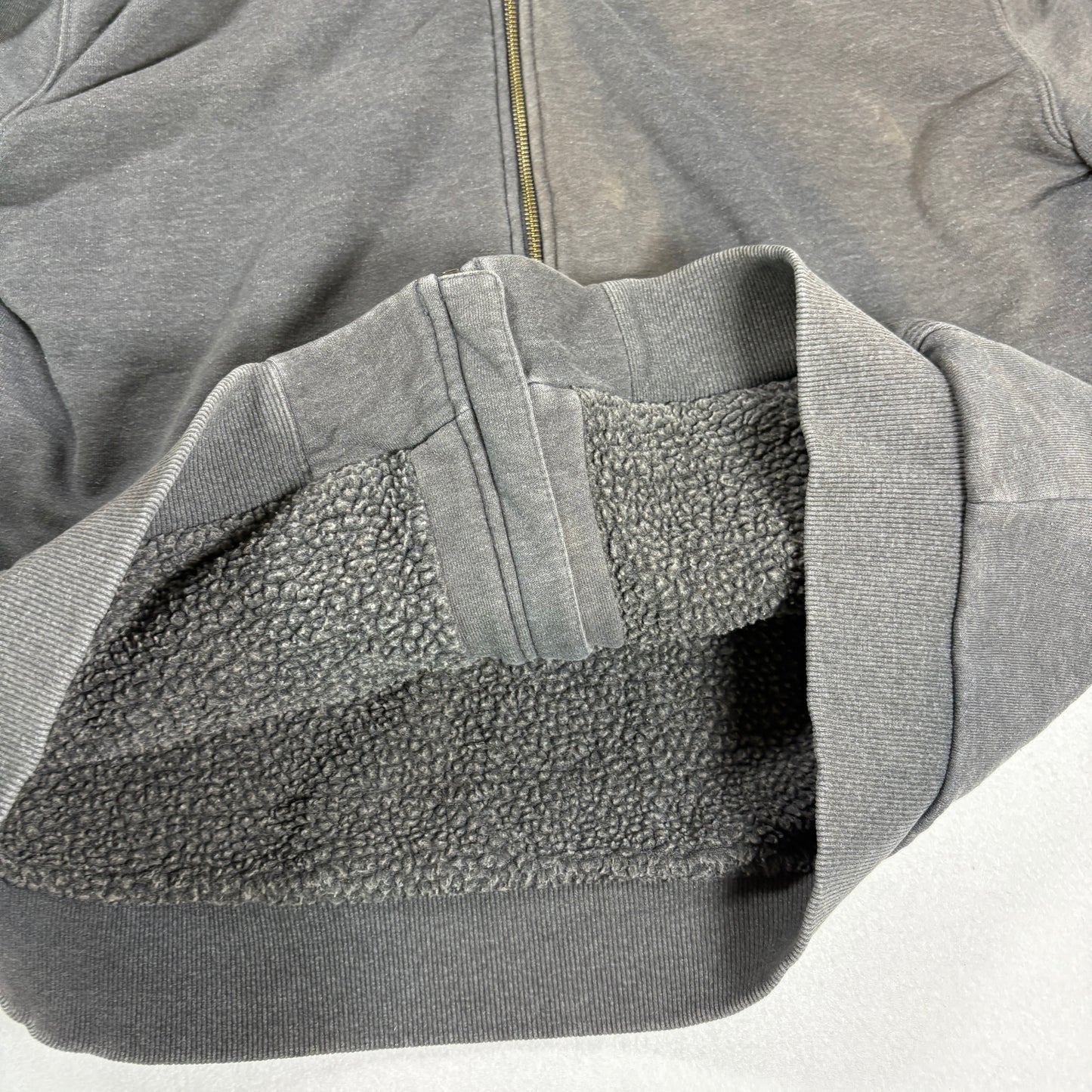 Carhartt Mens Gray Sherpa Lined Full Zip Hoodie Jacket Size XL Workwear