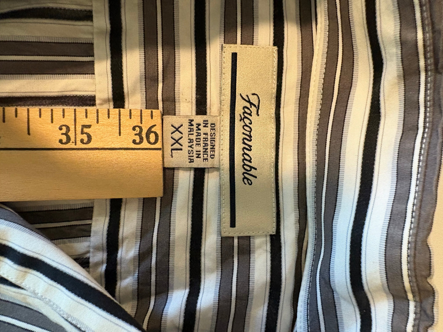 Faconnable Mens Shirt XXL Stripe Long Sleeve Button Down Classic Fit 36 Chest