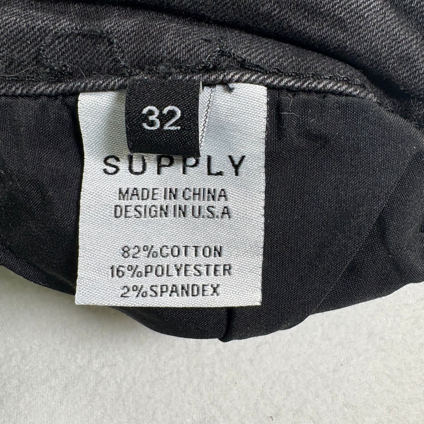 Supply Mens Black Skinny Jeans Size 32 Distressed Hem Stretch Denim Y2K