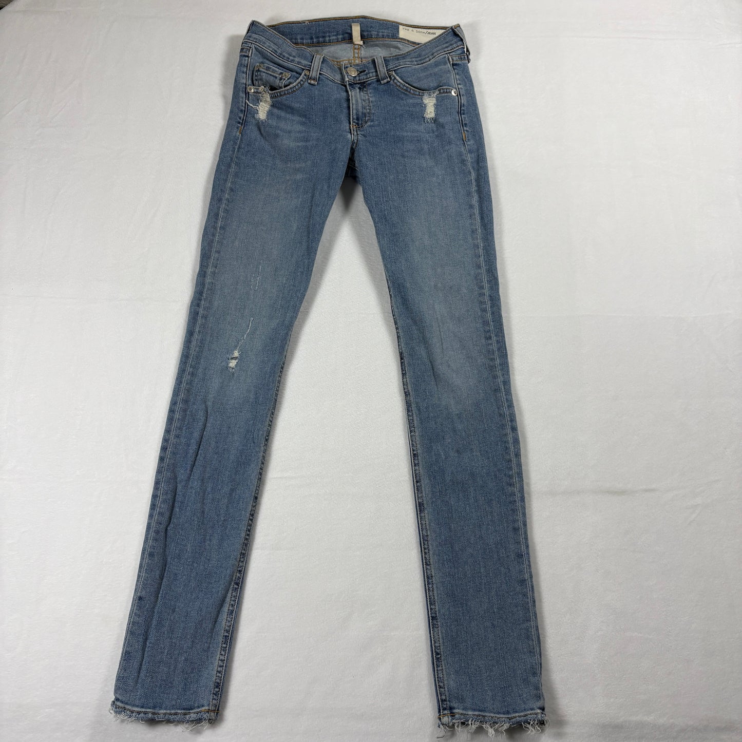 Rag & Bone Skinny Jeans Womens 25 Light Wash Distressed Everton Premium Denim