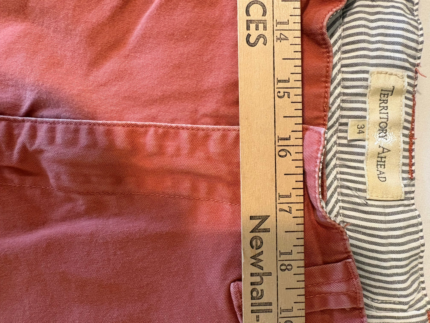 Territory Ahead Mens Pants Size 34 Red Brick Washed Casual Cotton Chino