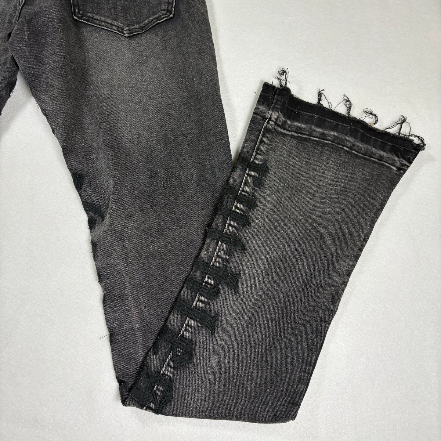 Supply Mens Black Skinny Jeans Size 32 Distressed Hem Stretch Denim Y2K