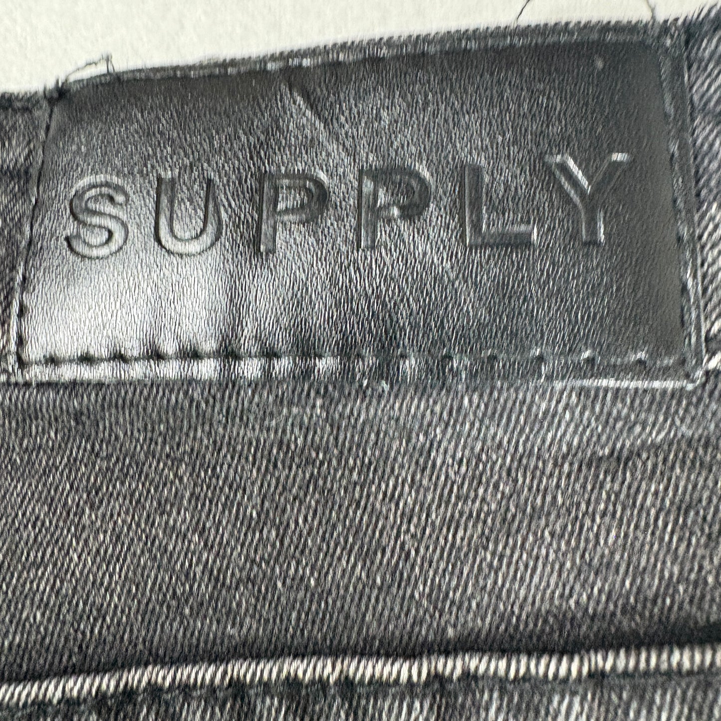 Supply Mens Black Skinny Jeans Size 32 Distressed Hem Stretch Denim Y2K