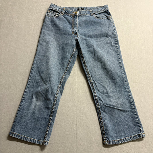 Y2K Wide Leg Cropped Jeans Autre CN Womens 40 Fits Like 30x22 Light Wash