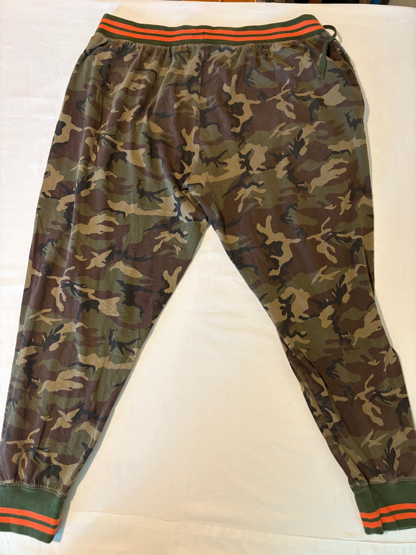 Polo RL Camo Jogger Pants Men's Size M Drawstring Waist Green Orange Trim