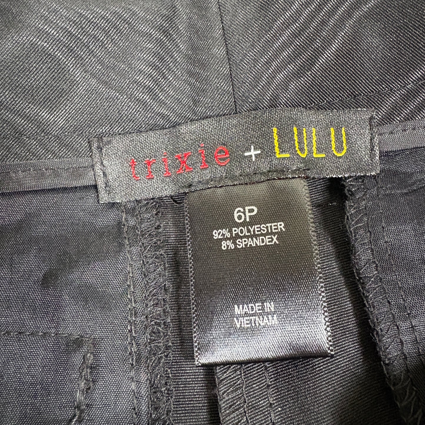 Trixie + Lulu Womens 6P Black Textured Dress Pants Stretch Mid Rise Y2K Grunge