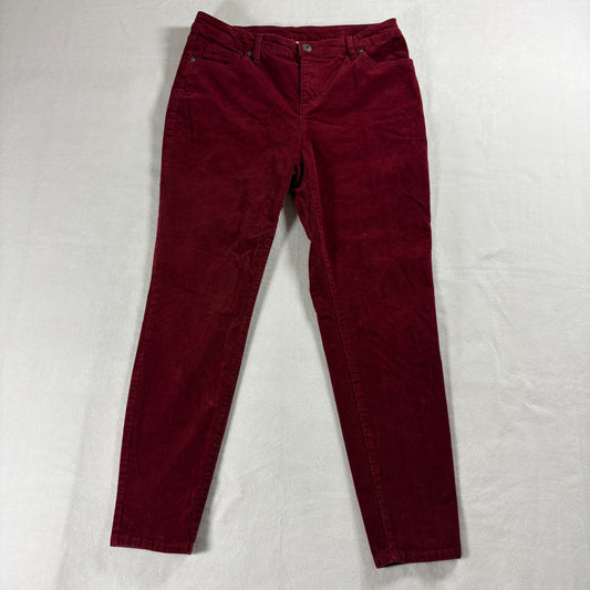 Style & Co Womens 12 Burgundy Corduroy Stretch Y2K Retro Skinny Pants Chic Flare
