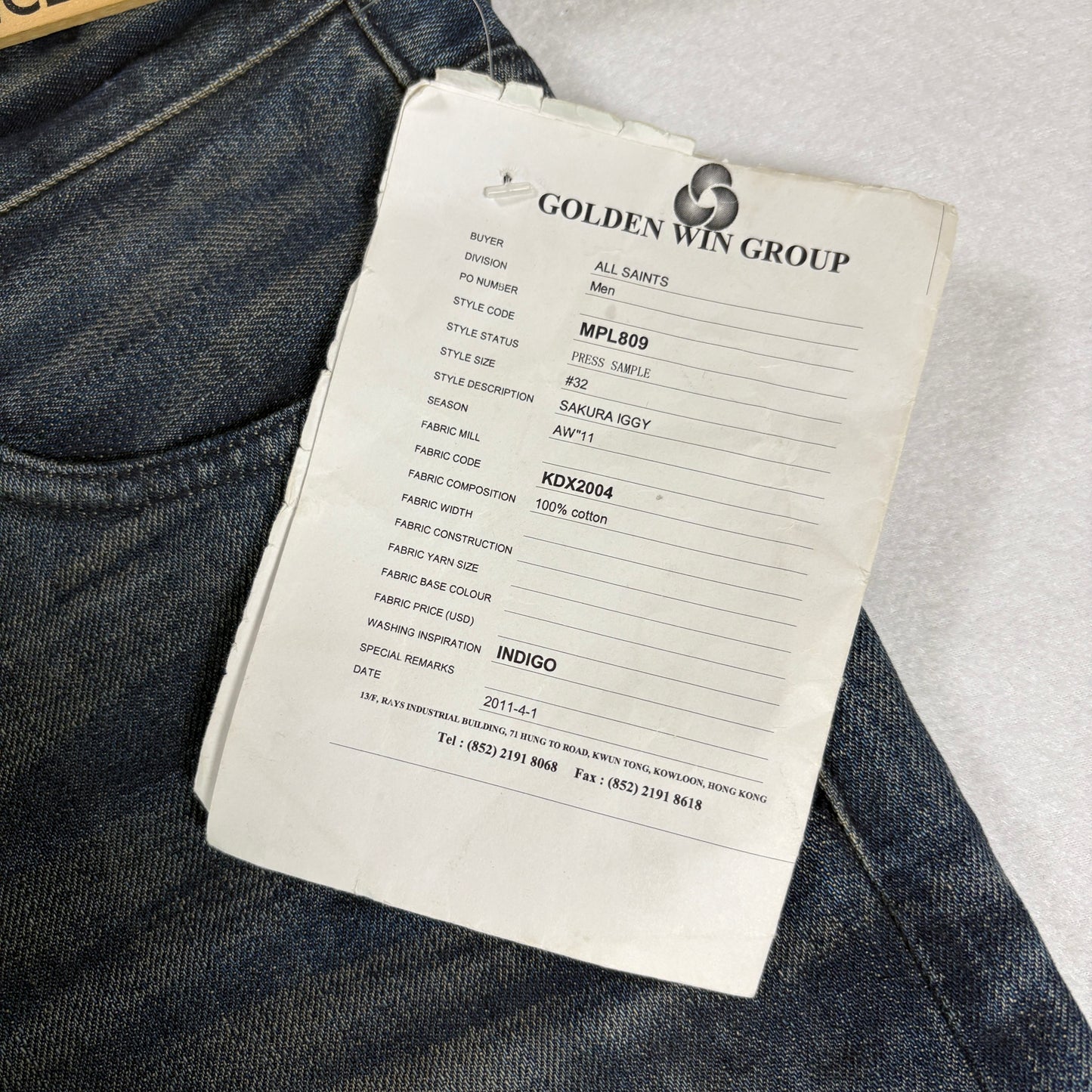 AllSaints Mens Jeans Size 32 Sakura Iggy Indigo Straight Leg Selvedge NWOT