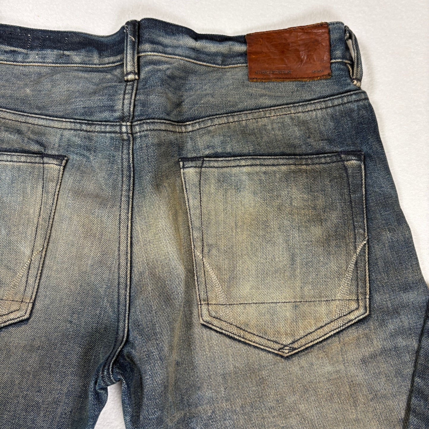 AllSaints Mens Jeans Size 32 Sakura Iggy Indigo Straight Leg Selvedge NWOT