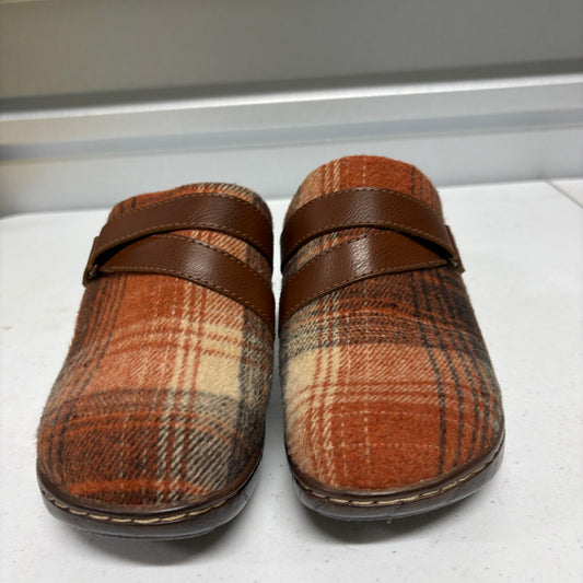 BOC Born Clog Slippers Womens 8M Plaid Faux Fur Mule Shoes Cozy Cottagecore