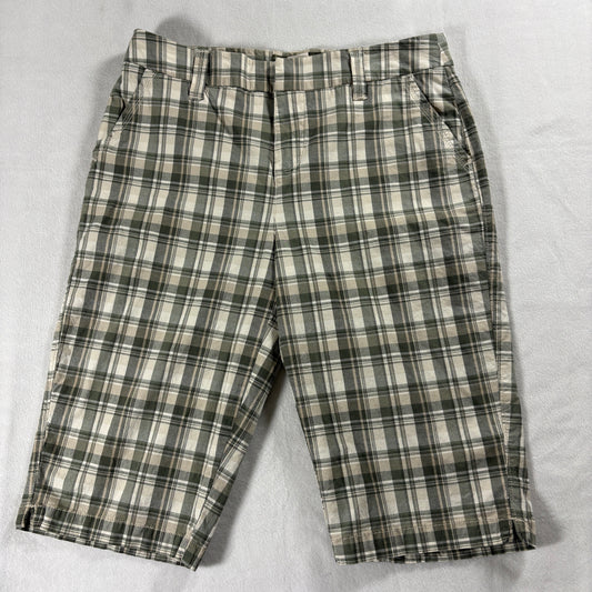 Sonoma Womens 12 Plaid Capri Pants Green Stretch Y2K Retro Casual Summer Chic