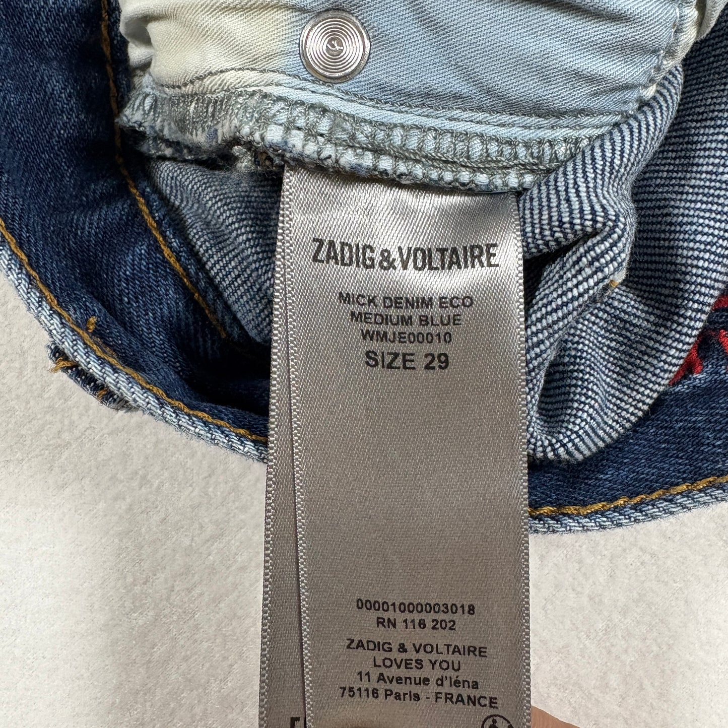 Zadig Voltaire Womens Mick Denim Jeans Size 29 Medium Blue Skinny Eco NWT $248