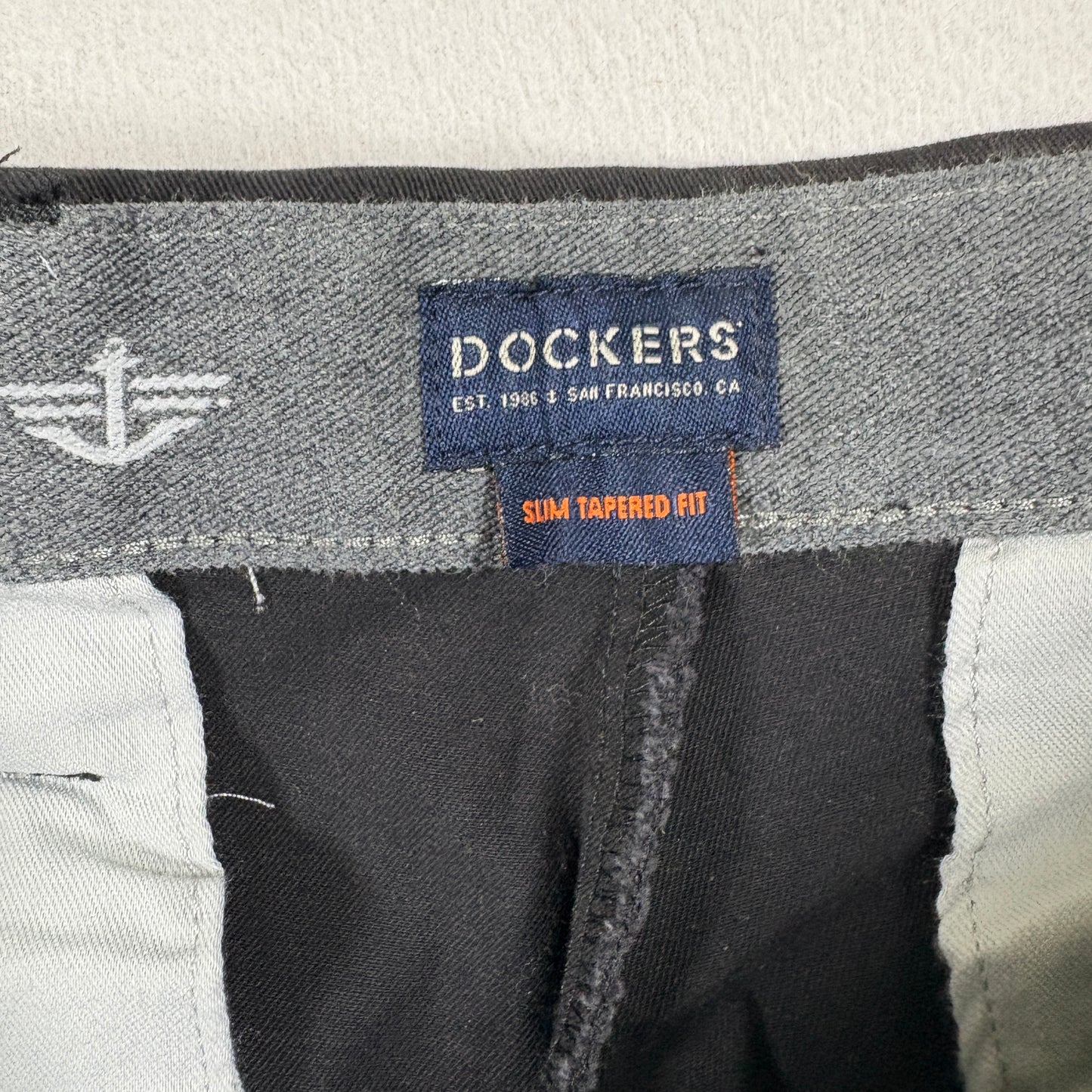 Dockers Mens Black Slim Tapered Chino Pants Smart Flex Stretch Casual 38x32