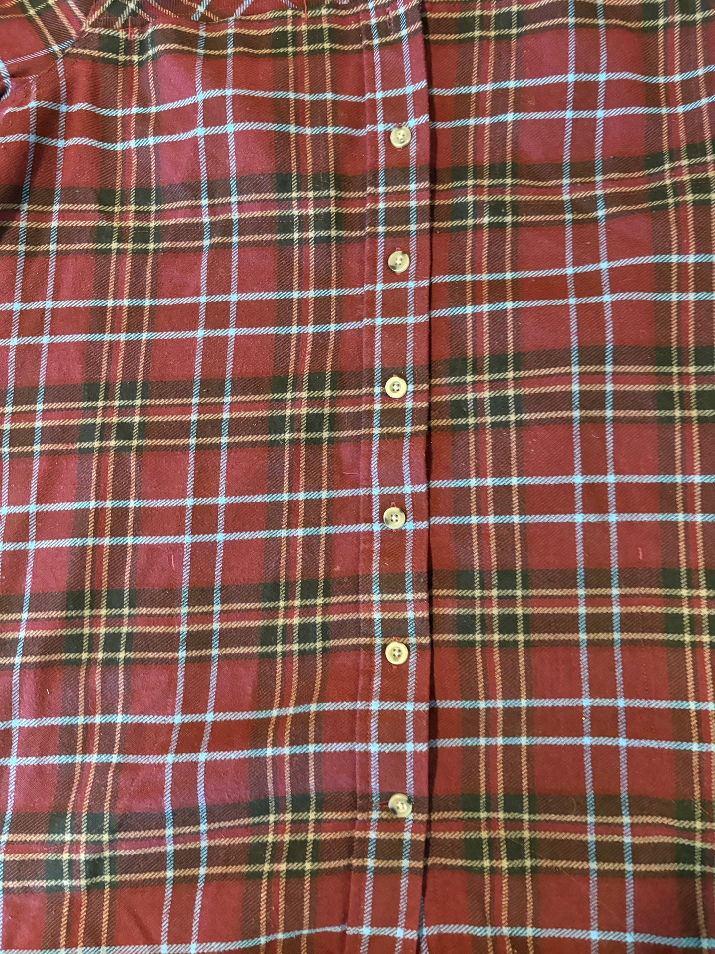 Duluth Trading Co Women’s Flannel Shirt L Plaid Button Up Red Blue Long Sleeve