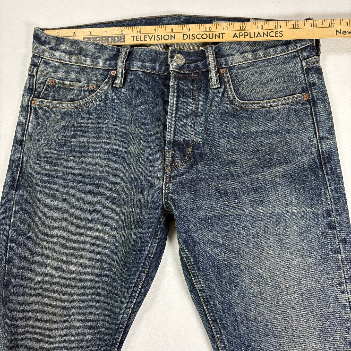 AllSaints Mens Cigarette Skinny Jeans Size 30 Blue Vintage Fade Y2K Grunge Denim