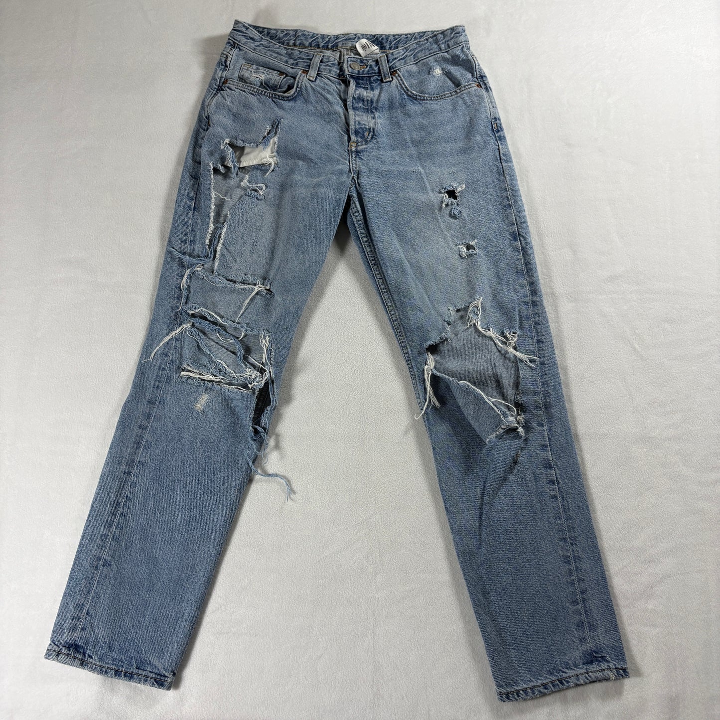 H&M &Denim Womens 27 Boyfriend Low Waist Distressed Y2K Baggy Jeans Vintage 90s!