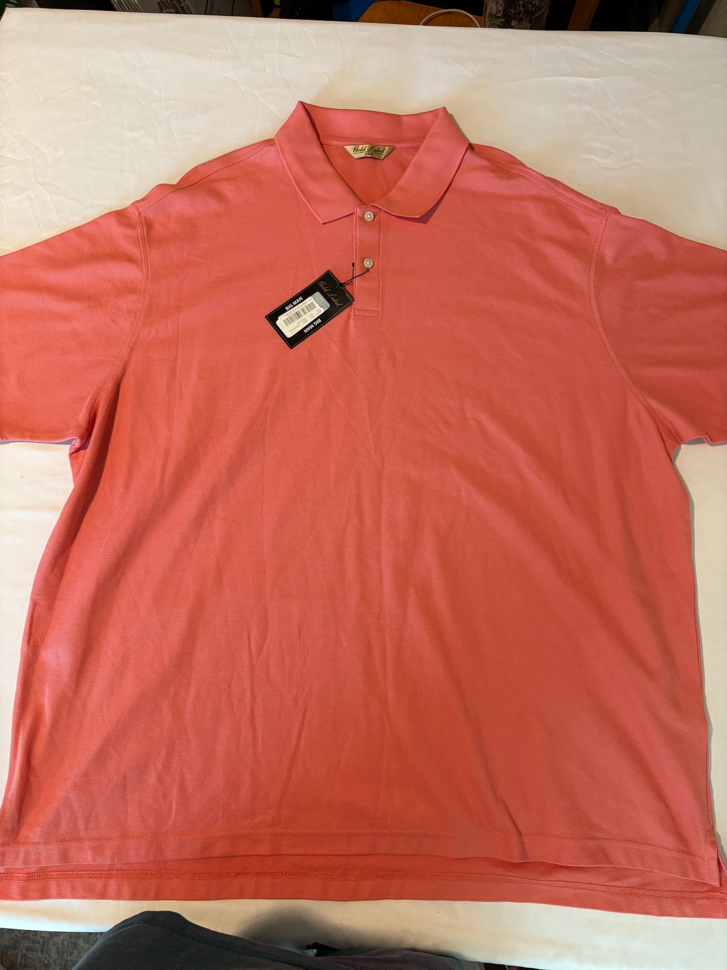 Roundtree & Yorke Gold Label Polo Shirt 3XB Coral Pink NWT Big & Tall Cotton Blend