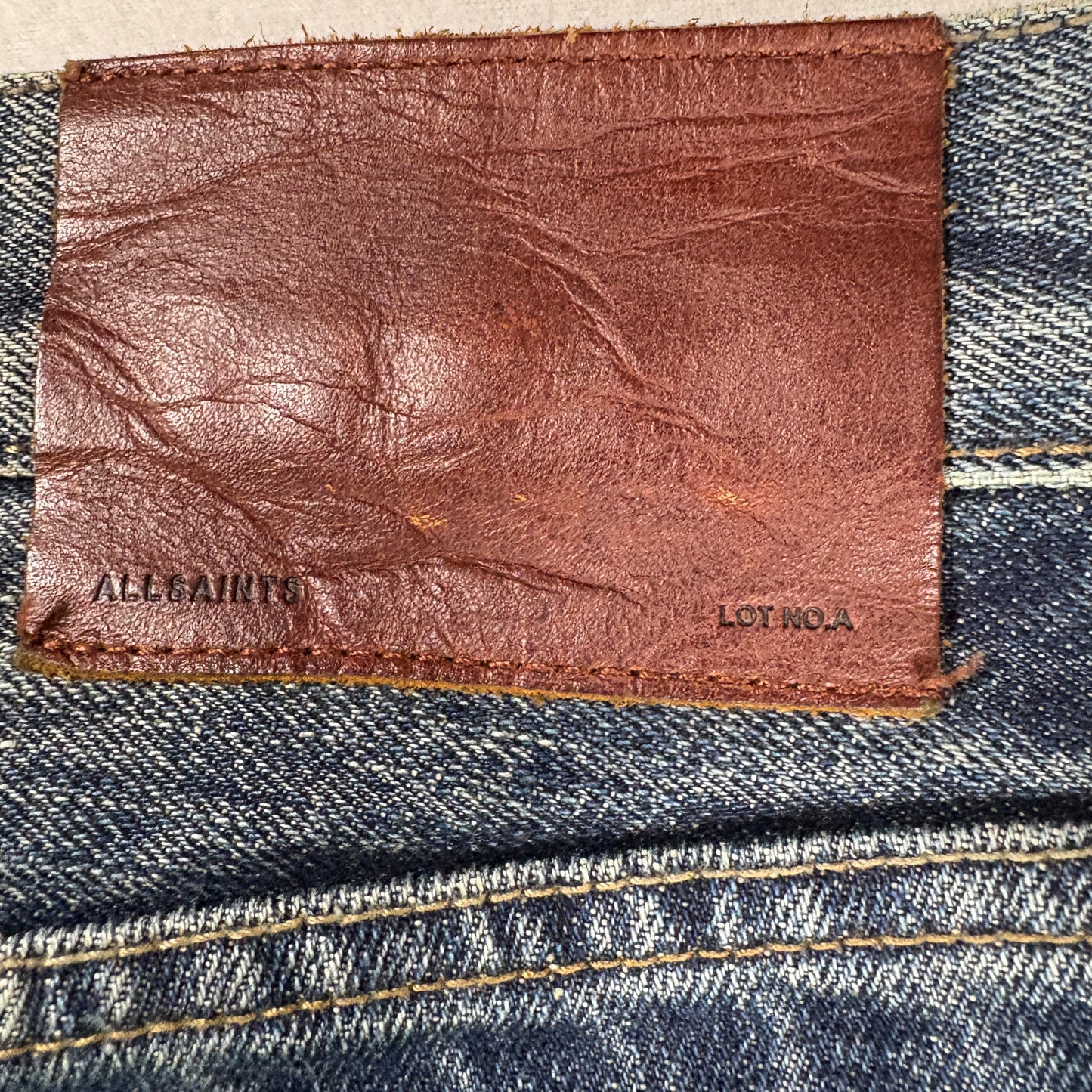 AllSaints Mens Cigarette Skinny Jeans Size 30 Blue Vintage Fade Y2K Grunge Denim