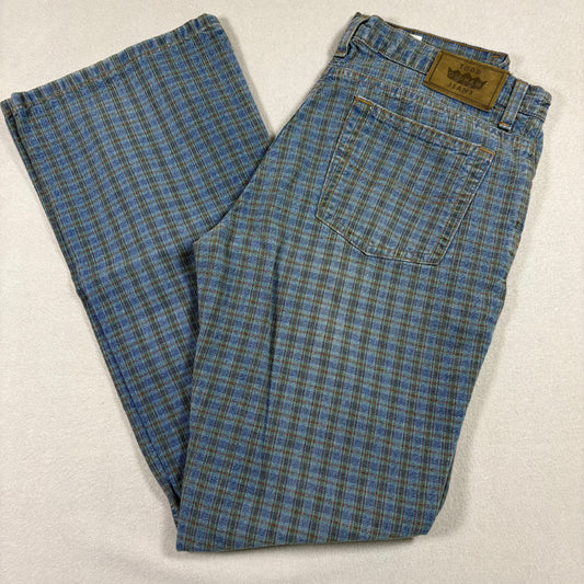 Todd Oldham Womens Plaid Jeans Size 11 Y2K Vintage Grunge Straight Leg Denim
