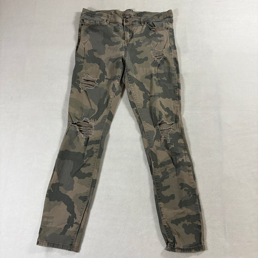 Camo Skinny Distressed Jeans Stretch Cargo Style Tag 14 Fits Like 32X28 Y2K