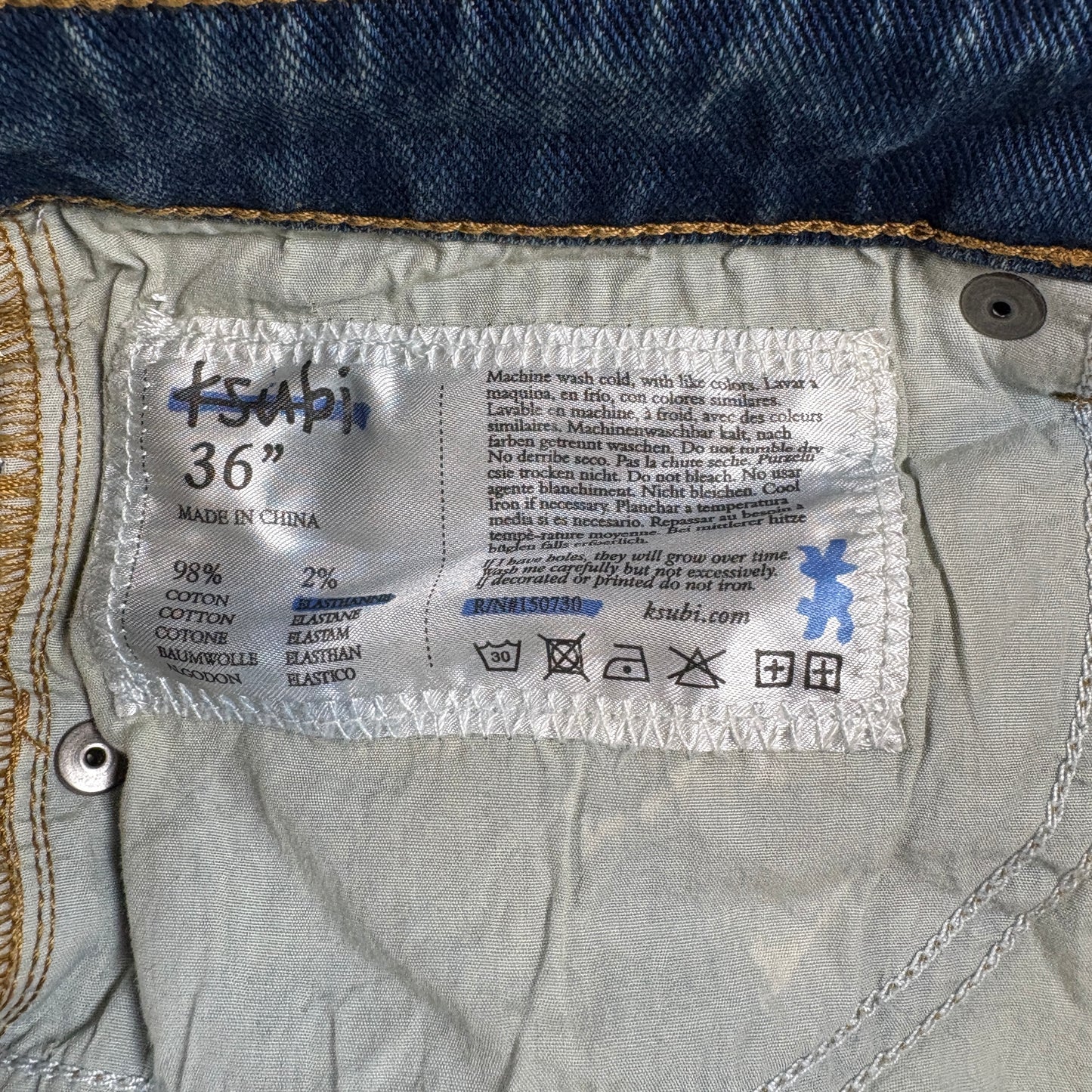 Ksubi Mens Chitch Pure Dynamite Jeans Size 36 Blue Slim Tapered Distressed NWT