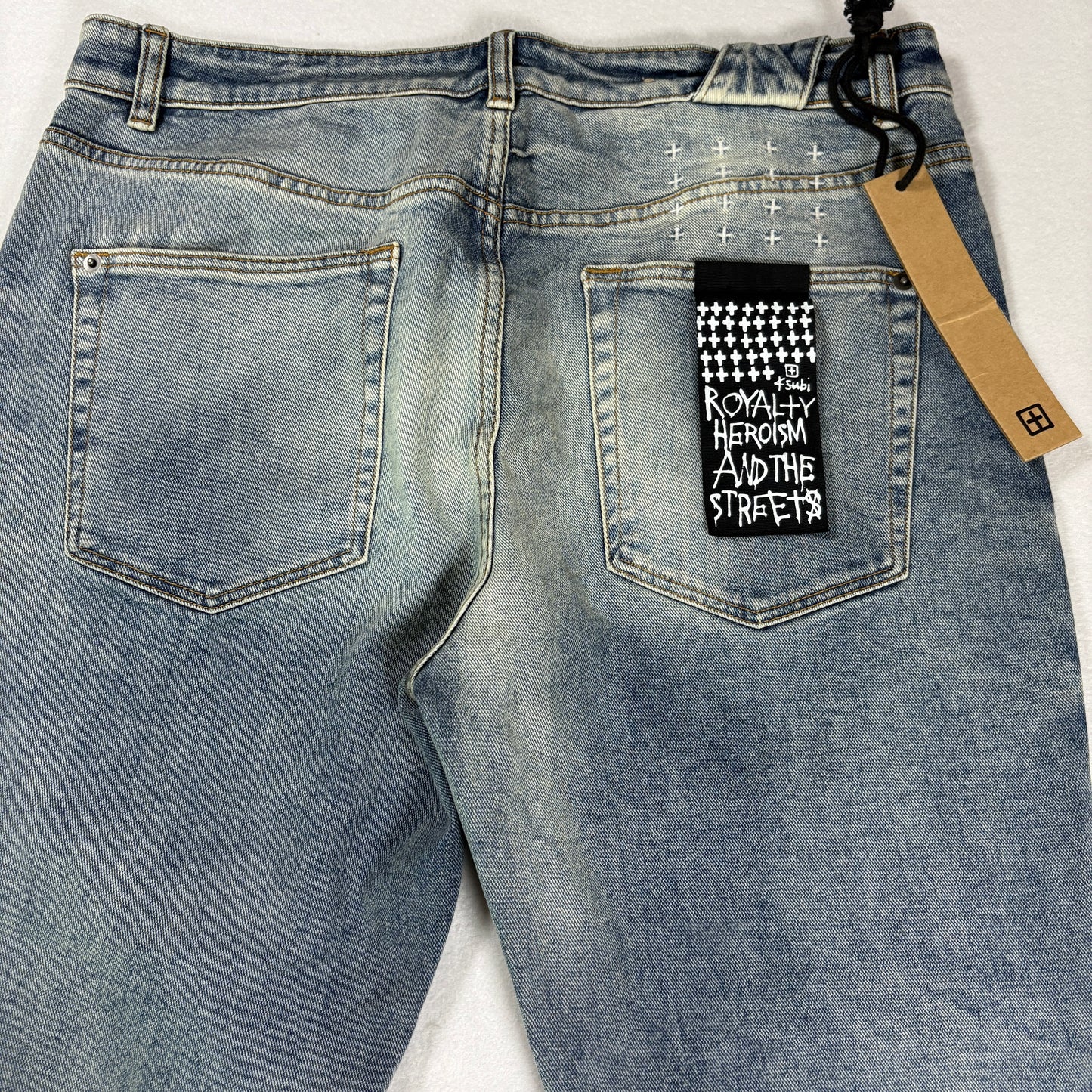 Ksubi Mens Chitch Pure Dynamite Jeans Size 36 Blue Slim Tapered Distressed NWT