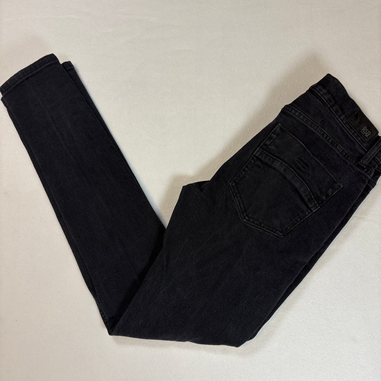 RSQ Mens Black Skinny Jeans 30x32 Distressed Tapered Denim Y2K Grunge