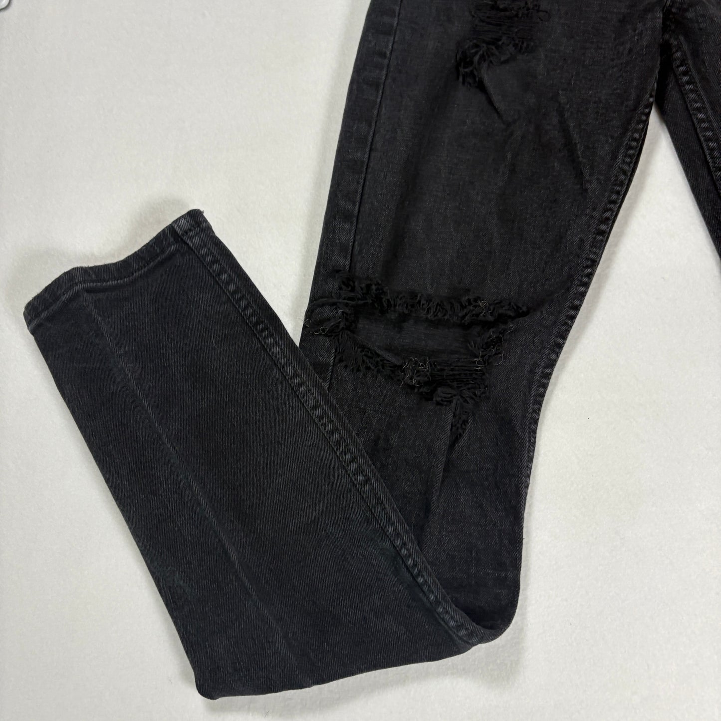 RSQ Mens Black Skinny Jeans 30x32 Distressed Tapered Denim Y2K Grunge