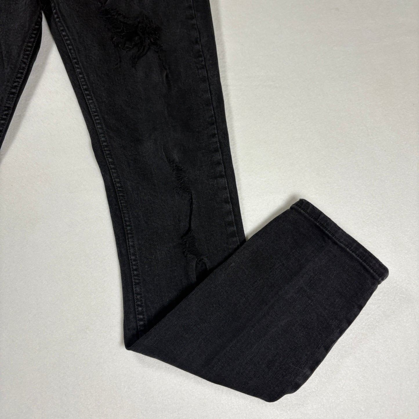 RSQ Mens Black Skinny Jeans 30x32 Distressed Tapered Denim Y2K Grunge