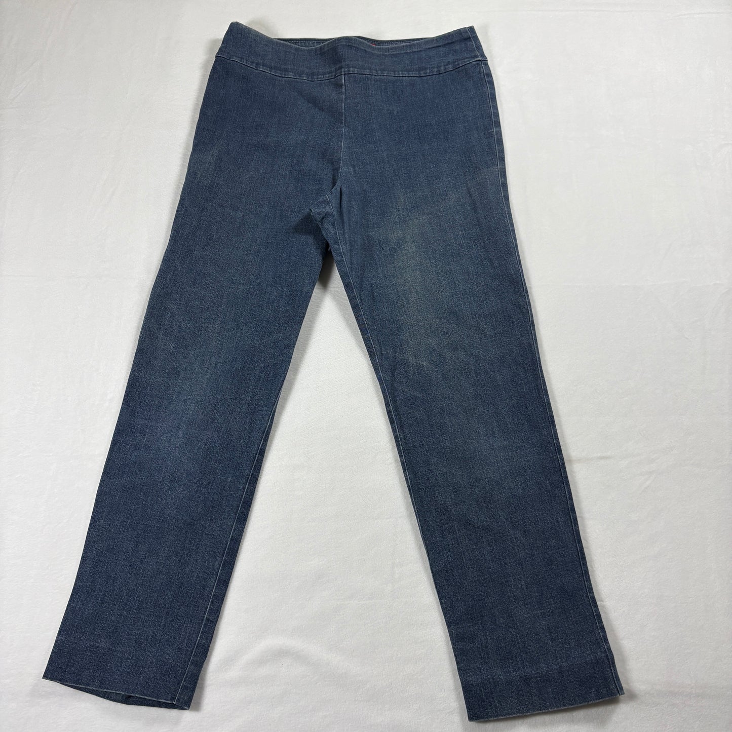 Krazy Larry Pants Womens 10 Pull On Stretch Denim Blue Straight Leg Casual Slim