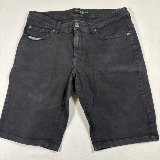 Marc Ecko Cut & Sew Mens Black Denim Shorts Size 36 Y2K Streetwear Grunge