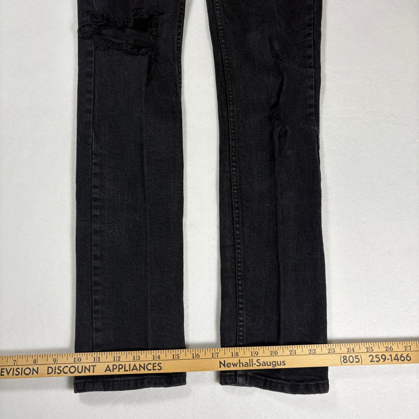 RSQ Mens Black Skinny Jeans 30x32 Distressed Tapered Denim Y2K Grunge