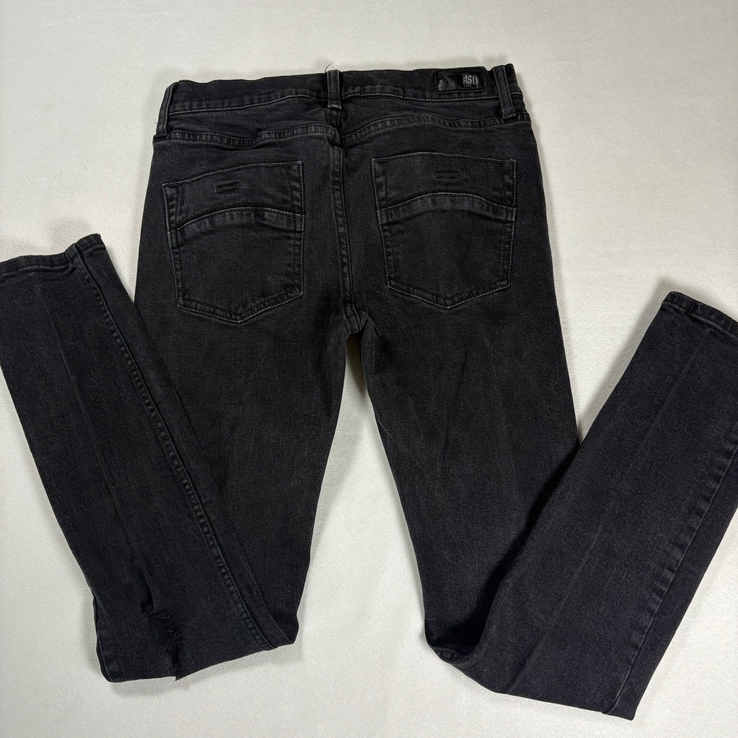 RSQ Mens Black Skinny Jeans 30x32 Distressed Tapered Denim Y2K Grunge