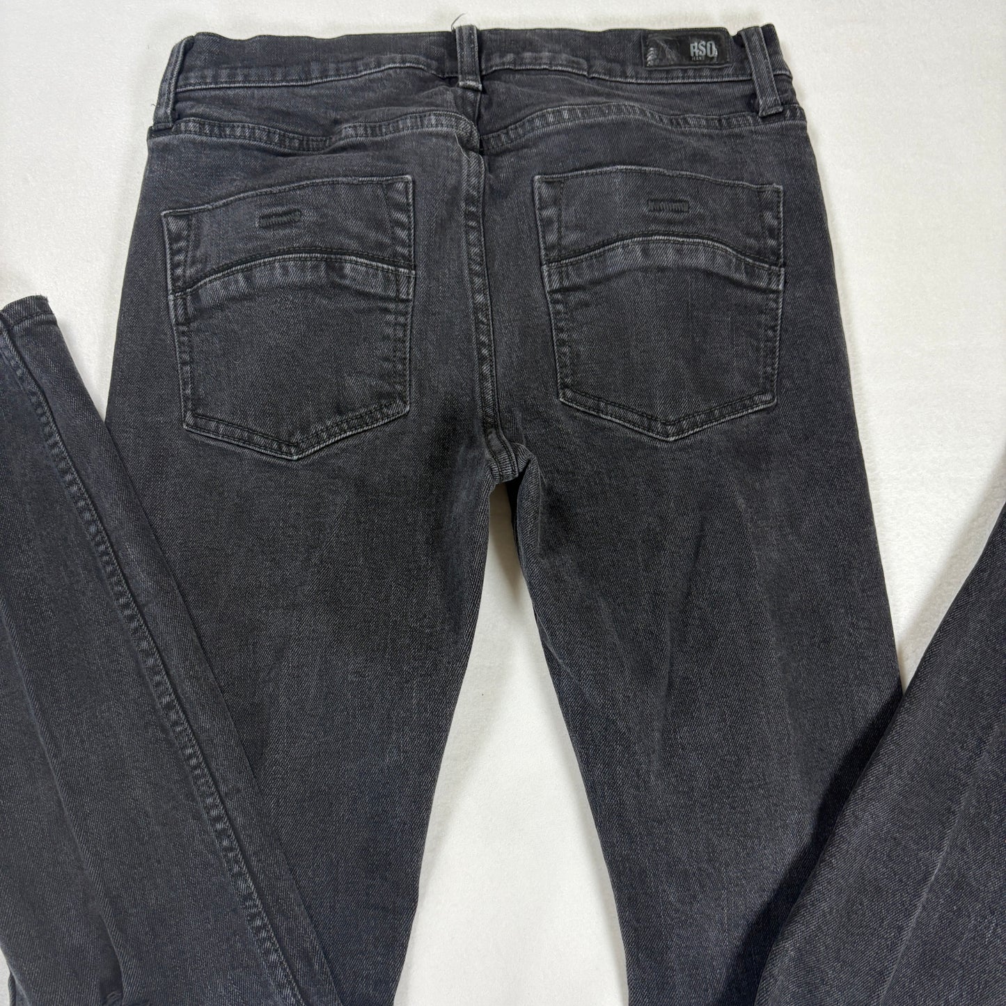 RSQ Mens Black Skinny Jeans 30x32 Distressed Tapered Denim Y2K Grunge