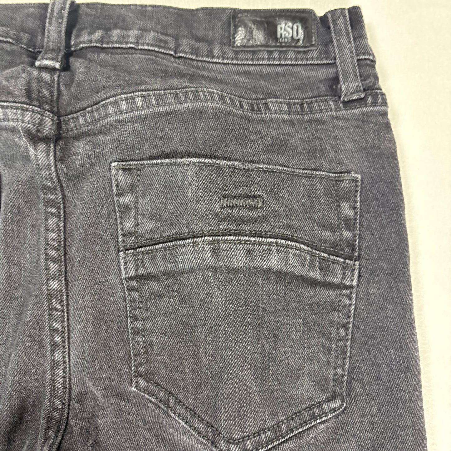 RSQ Mens Black Skinny Jeans 30x32 Distressed Tapered Denim Y2K Grunge