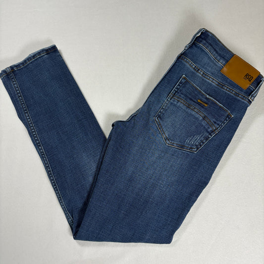 RSQ Mens Blue Skinny Jeans 30x32 Distressed Denim Y2K 90s Grunge